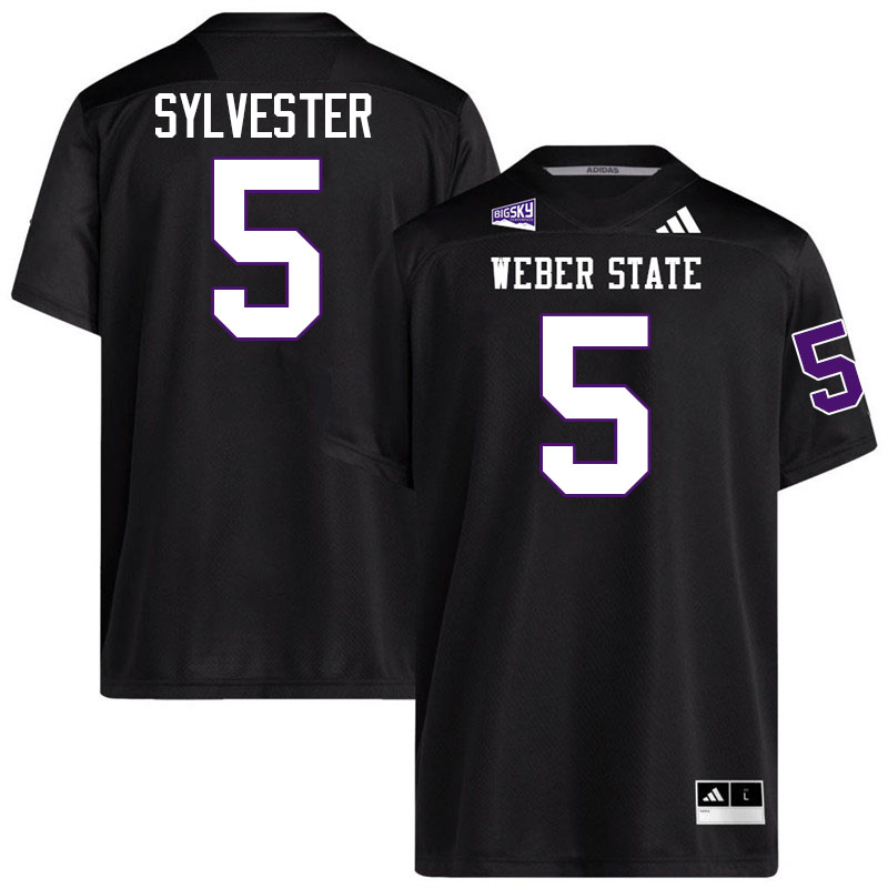 Weber State Wildcats #5 Chauncey Sylvester College Football Jerseys,Uniforms Stitched-Black